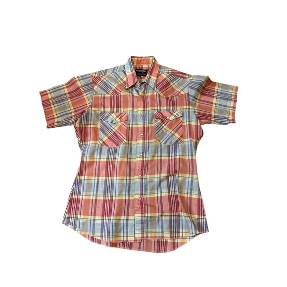Wrangler X-Long Tails Vintage Pearl Snap Plaid Western Cowboy Shirt 70s/80s Men’ - Picture 1 of 6